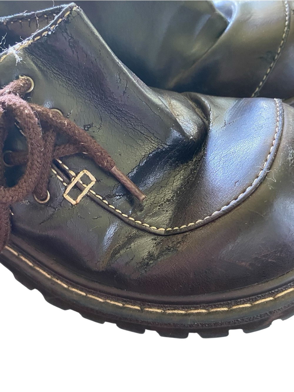 Vintage LEI Y2K Chunky Brown Faux Leather Heel Platform Slip On Mule Shoe Sz 7.5 - Picture 5 of 9